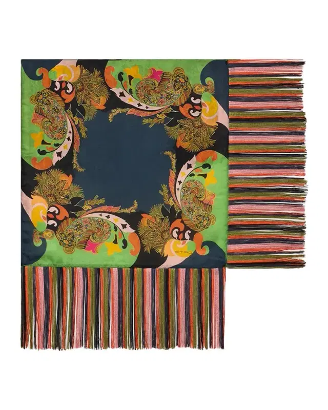 Etro Silk Fringe-Trim Foulard