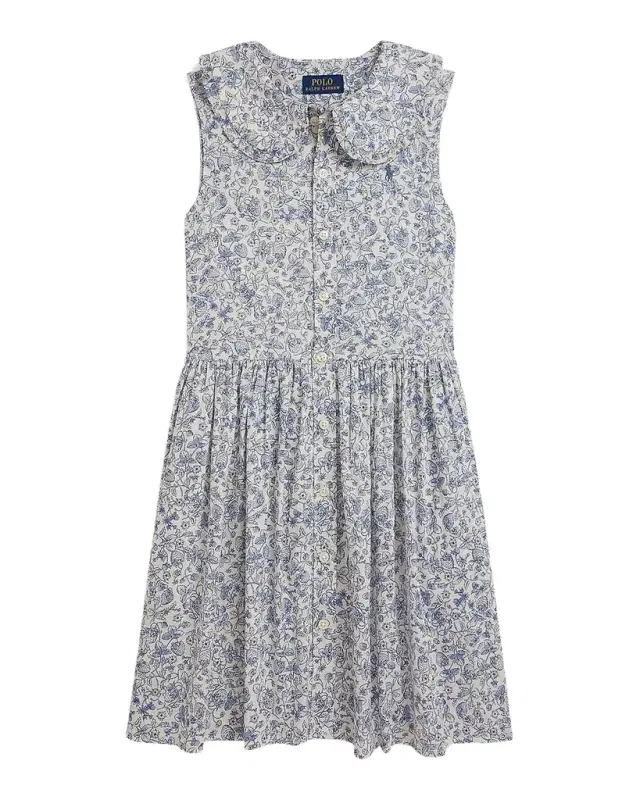 Little Girl 's & Girl 's Floral Slub Cotton Shirtdress