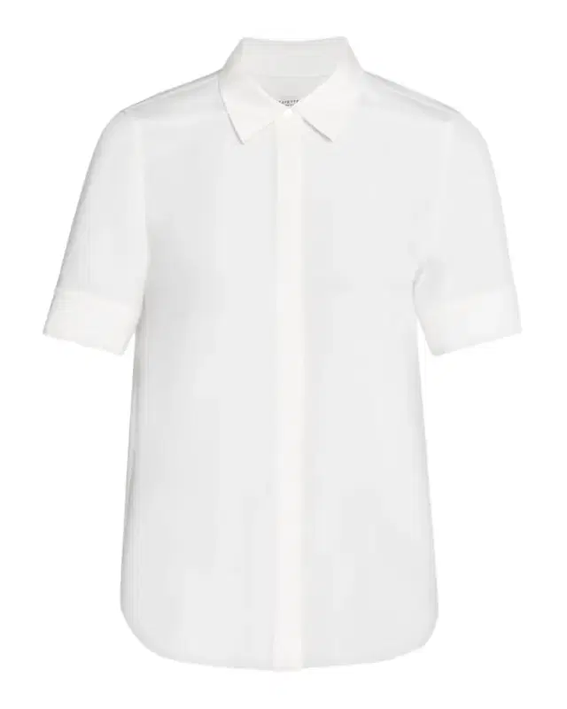 Lafayette 148 New York Scottie Button-Down Cotton Blouse