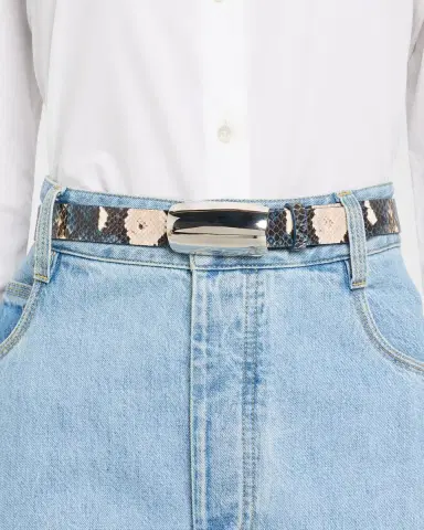 L 'AGENCE x Streets Ahead Marlowe Snake-Embossed Leather Belt | Thumbnail 2