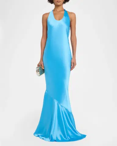 Retrofête Alison Satin Halter Gown | Thumbnail 2 Retrofête Alison Satin Halter Gown | Thumbnail 2