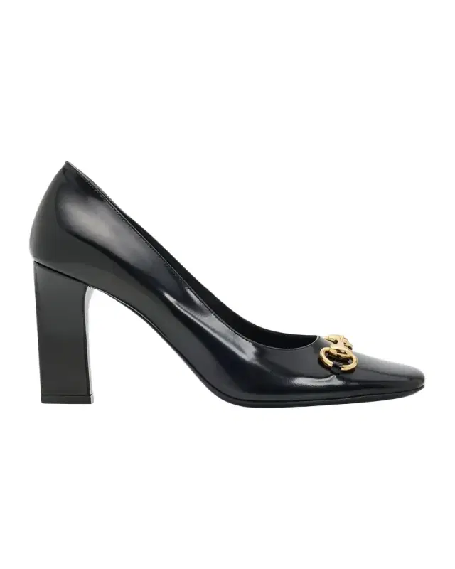 Gucci 85mm Zhora Horsebit Leather Pumps