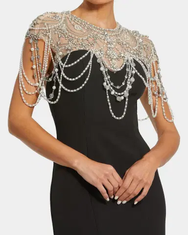 Mac Duggal Beaded Cap-Sleeve Mermaid Gown | Thumbnail 2 Mac Duggal Beaded Cap-Sleeve Mermaid Gown | Thumbnail 2