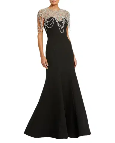 Mac Duggal Beaded Cap-Sleeve Mermaid Gown | Thumbnail 1 Mac Duggal Beaded Cap-Sleeve Mermaid Gown | Thumbnail 1