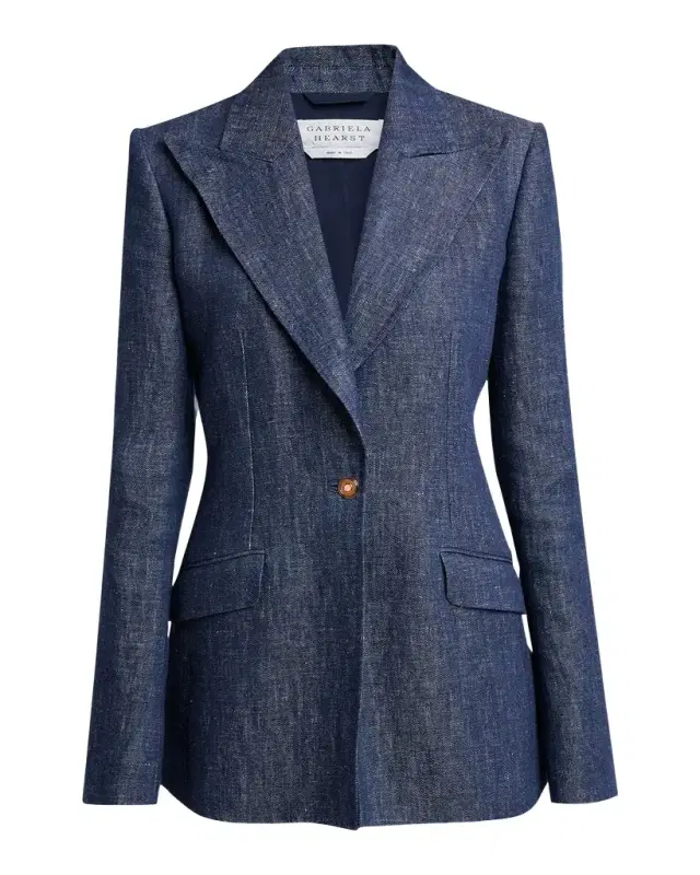 Leiva Linen Single-Breasted Blazer Jacket