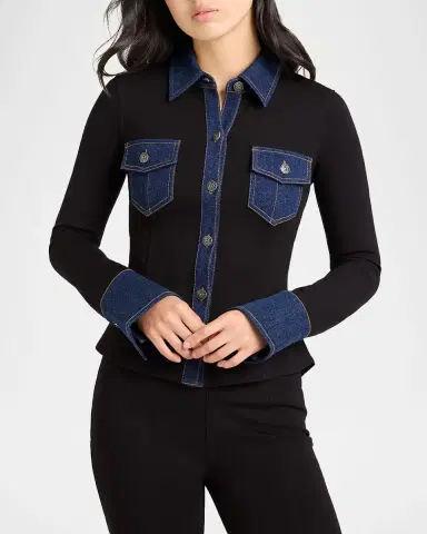 Cinq à Sept Aliza Denim Button-Front Shirt | Thumbnail 3