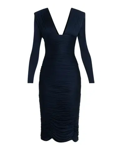 Versace Gathered Long-Sleeve Midi Dress | Thumbnail 1 Versace Gathered Long-Sleeve Midi Dress | Thumbnail 1