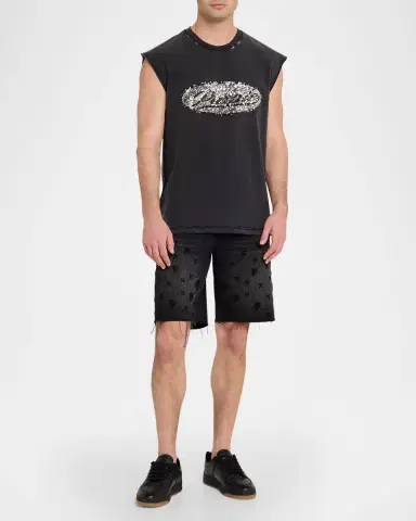 PURPLE Men's P059 Beaded Monogram Shorts | Thumbnail 2 PURPLE Men's P059 Beaded Monogram Shorts | Thumbnail 2