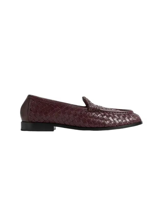 Bottega Veneta Silenzio Intrecciato Leather Loafers