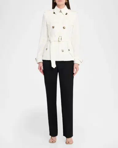 Burberry Foxfield Lace Double-Breasted Short Trench Jacket | Thumbnail 2 Burberry Foxfield Lace Double-Breasted Short Trench Jacket | Thumbnail 2