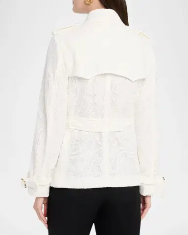 Burberry Foxfield Lace Double-Breasted Short Trench Jacket | Thumbnail 3 Burberry Foxfield Lace Double-Breasted Short Trench Jacket | Thumbnail 3