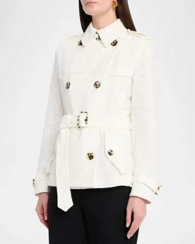 Burberry Foxfield Lace Double-Breasted Short Trench Jacket | Thumbnail 4 Burberry Foxfield Lace Double-Breasted Short Trench Jacket | Thumbnail 4