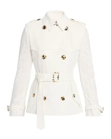 Burberry Foxfield Lace Double-Breasted Short Trench Jacket | Thumbnail 1 Burberry Foxfield Lace Double-Breasted Short Trench Jacket | Thumbnail 1