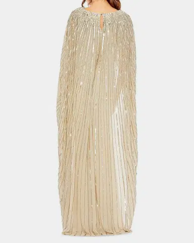 Mac Duggal Sequin Column Cape Gown | Thumbnail 3 Mac Duggal Sequin Column Cape Gown | Thumbnail 3