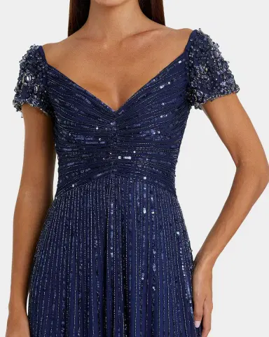 Mac Duggal Embellished Mesh Fit & Flare Gown | Thumbnail 2 Mac Duggal Embellished Mesh Fit & Flare Gown | Thumbnail 2