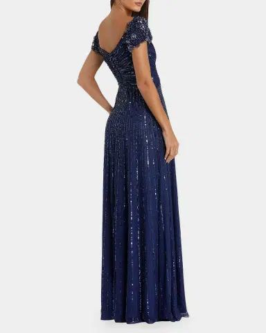 Mac Duggal Embellished Mesh Fit & Flare Gown | Thumbnail 3 Mac Duggal Embellished Mesh Fit & Flare Gown | Thumbnail 3