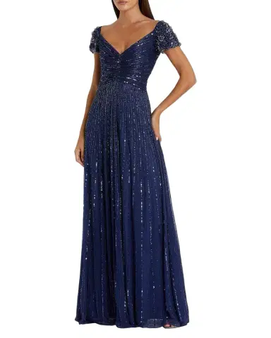 Mac Duggal Embellished Mesh Fit & Flare Gown | Thumbnail 1 Mac Duggal Embellished Mesh Fit & Flare Gown | Thumbnail 1