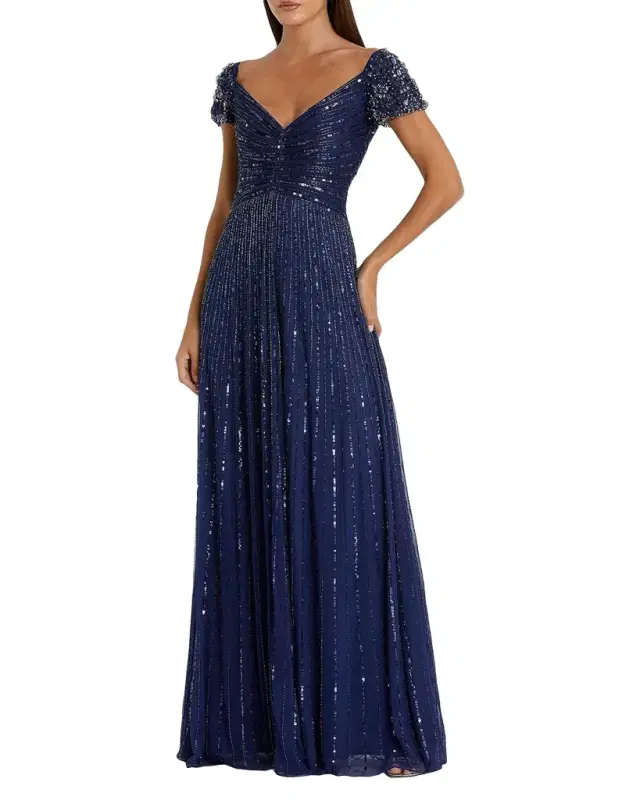 Mac Duggal Embellished Mesh Fit & Flare Gown