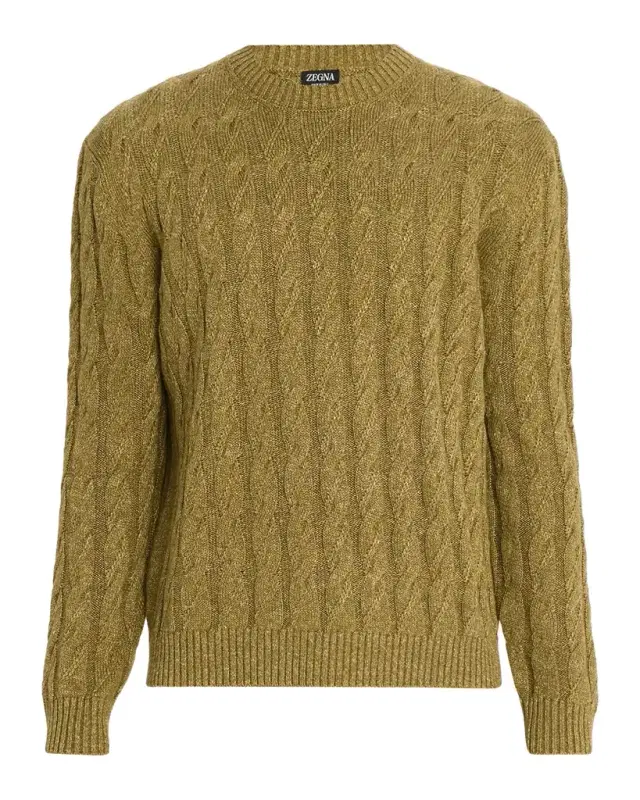 Men 's Cable-Knit Melange Cashmere-Blend Crewneck Sweater