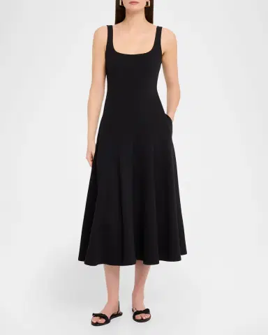 Vince Seamed Square-Neck Knit Midi Dress | Thumbnail 2 Vince Seamed Square-Neck Knit Midi Dress | Thumbnail 2