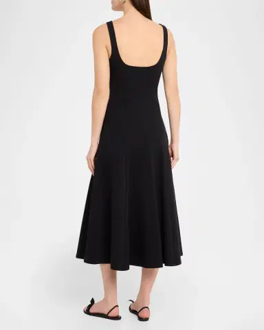Vince Seamed Square-Neck Knit Midi Dress | Thumbnail 3 Vince Seamed Square-Neck Knit Midi Dress | Thumbnail 3