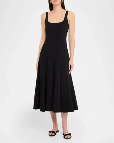 Vince Seamed Square-Neck Knit Midi Dress | Thumbnail 4 Vince Seamed Square-Neck Knit Midi Dress | Thumbnail 4
