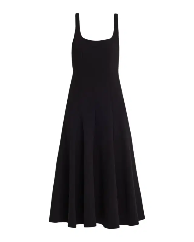 Vince Seamed Square-Neck Knit Midi Dress