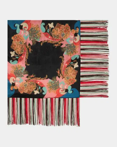 Etro Silk Fringe-Trim Foulard | Thumbnail 2