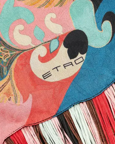 Etro Silk Fringe-Trim Foulard | Thumbnail 3