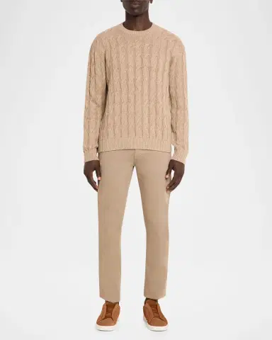 Zegna Men's Beige Melange Cable-Knit Crewneck Sweater | Thumbnail 2