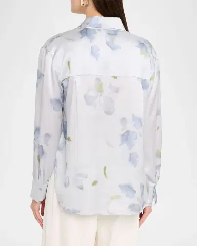 Vince Floral Blur Silk-Satin Blouse | Thumbnail 3