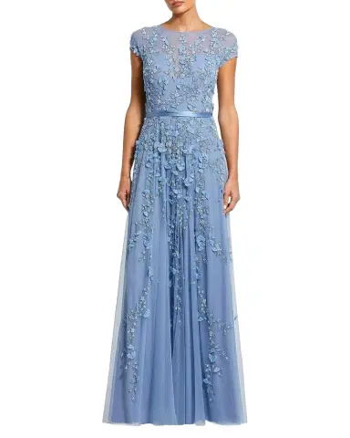 Mac Duggal Bead-Embroidered Mesh Gown | Thumbnail 1 Mac Duggal Bead-Embroidered Mesh Gown | Thumbnail 1