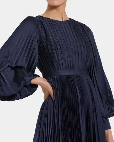 Mac Duggal Pleated Satin Handkerchief Midi Dress | Thumbnail 2 Mac Duggal Pleated Satin Handkerchief Midi Dress | Thumbnail 2