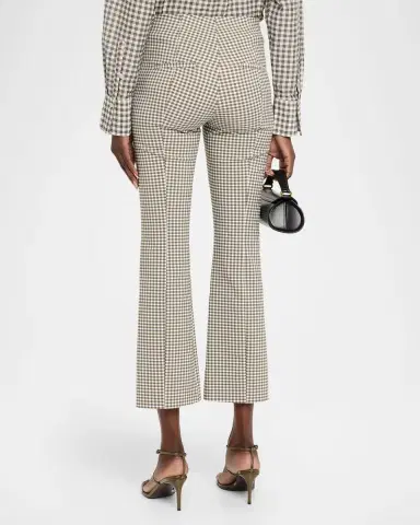 Vince Niki Gingham Mid-Rise Crop Flare Pants | Thumbnail 3 Vince Niki Gingham Mid-Rise Crop Flare Pants | Thumbnail 3