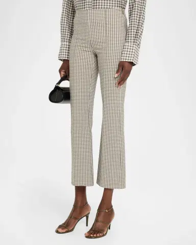 Vince Niki Gingham Mid-Rise Crop Flare Pants | Thumbnail 4 Vince Niki Gingham Mid-Rise Crop Flare Pants | Thumbnail 4