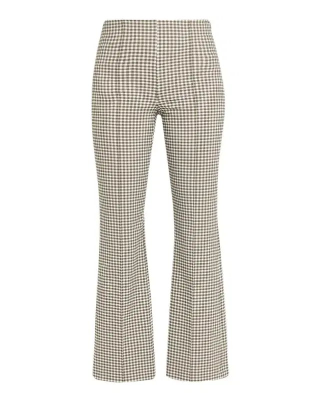 Vince Niki Gingham Mid-Rise Crop Flare Pants