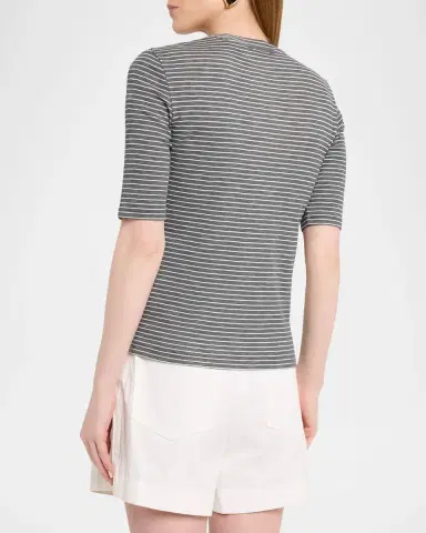 Vince Stripe Elbow-Sleeve Top | Thumbnail 3