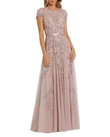 Mac Duggal Bead-Embroidered Mesh Gown | Thumbnail 1 Mac Duggal Bead-Embroidered Mesh Gown | Thumbnail 1