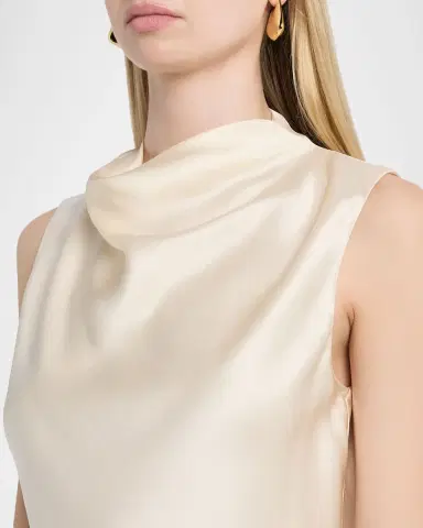 Vince Cropped Satin Cowl-Neck Top | Thumbnail 5