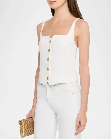 ALICE + OLIVIA Kelcey Sleeveless Button-Front Top | Thumbnail 4