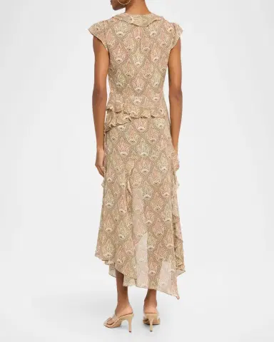 Veronica Beard Avene Ruffled Silk Midi Dress | Thumbnail 3 Veronica Beard Avene Ruffled Silk Midi Dress | Thumbnail 3