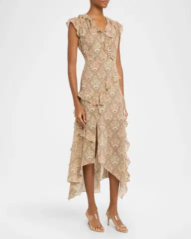 Veronica Beard Avene Ruffled Silk Midi Dress | Thumbnail 4 Veronica Beard Avene Ruffled Silk Midi Dress | Thumbnail 4
