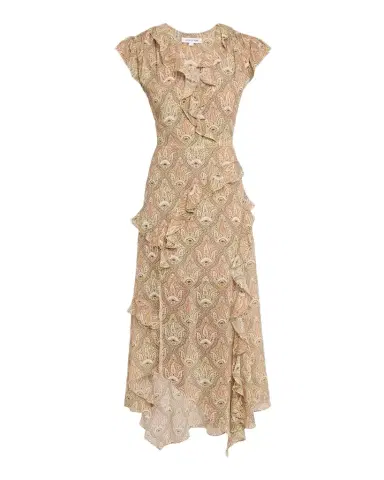 Veronica Beard Avene Ruffled Silk Midi Dress | Thumbnail 1 Veronica Beard Avene Ruffled Silk Midi Dress | Thumbnail 1