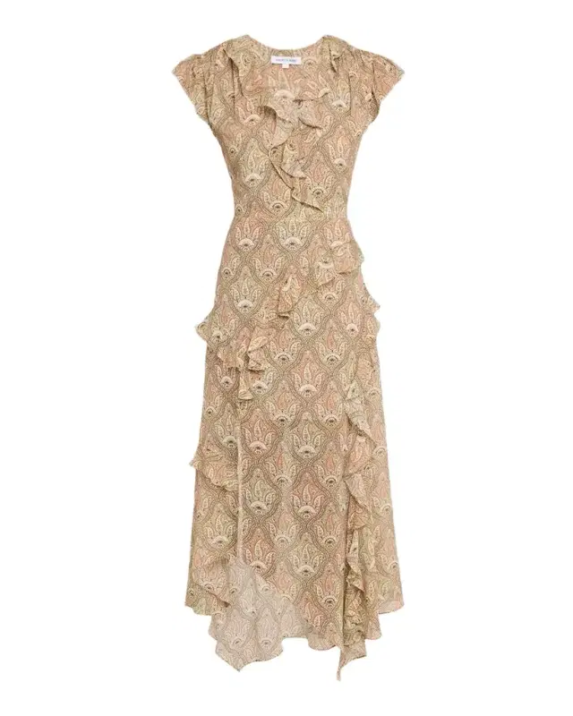 Avene Ruffled Silk Midi Dress