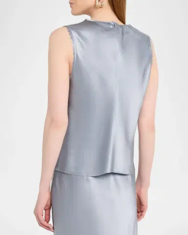 Vince Scallop-Trim Sleeveless Satin Top | Thumbnail 3 Vince Scallop-Trim Sleeveless Satin Top | Thumbnail 3