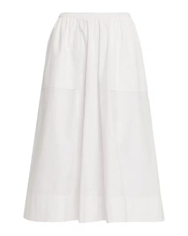 Vince Scallop-Trim Poplin Midi Skirt