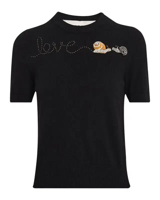Libertine Snail Love Short-Sleeve Cashmere Sweater