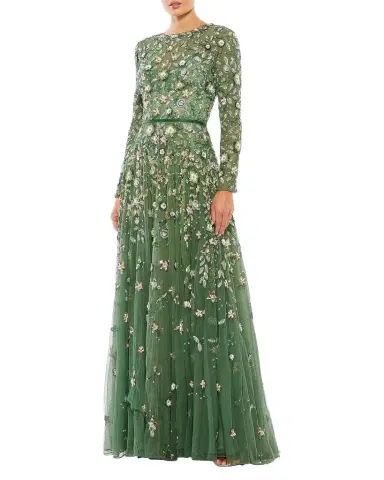 Mac Duggal Sequin Floral Applique A-Line Gown | Thumbnail 1 Mac Duggal Sequin Floral Applique A-Line Gown | Thumbnail 1
