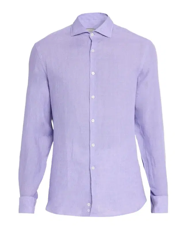Canali Men 's Solid Linen Sport Shirt