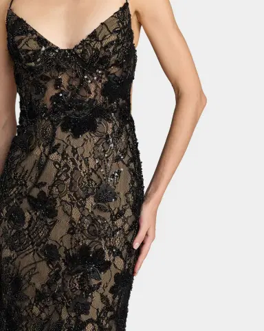 Mac Duggal Embellished Floral Lace Open Back Gown | Thumbnail 2 Mac Duggal Embellished Floral Lace Open Back Gown | Thumbnail 2